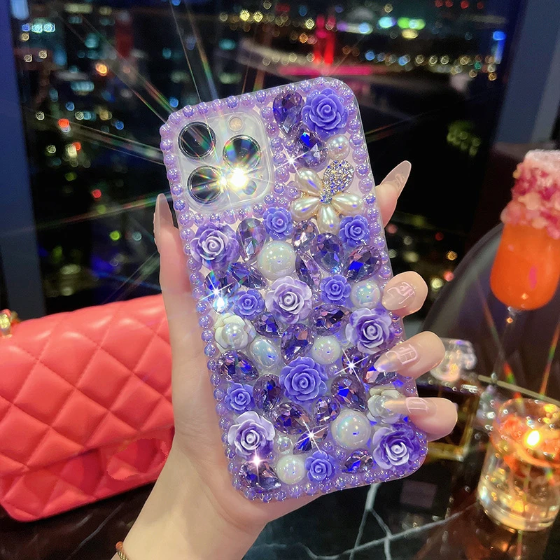 Luxury Glitter Ultra Diamond Case for Girls with Rhinestone, Bling Case for Samsung S24 Plus S21 FE S22 23 Ultra Note 20 10