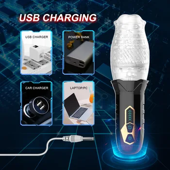 Masturbator for Men Automatic Telescopic Rotation Male Machine Oral Vaginal Penis Vibrator Sex Toy for Men Masturbation Cup