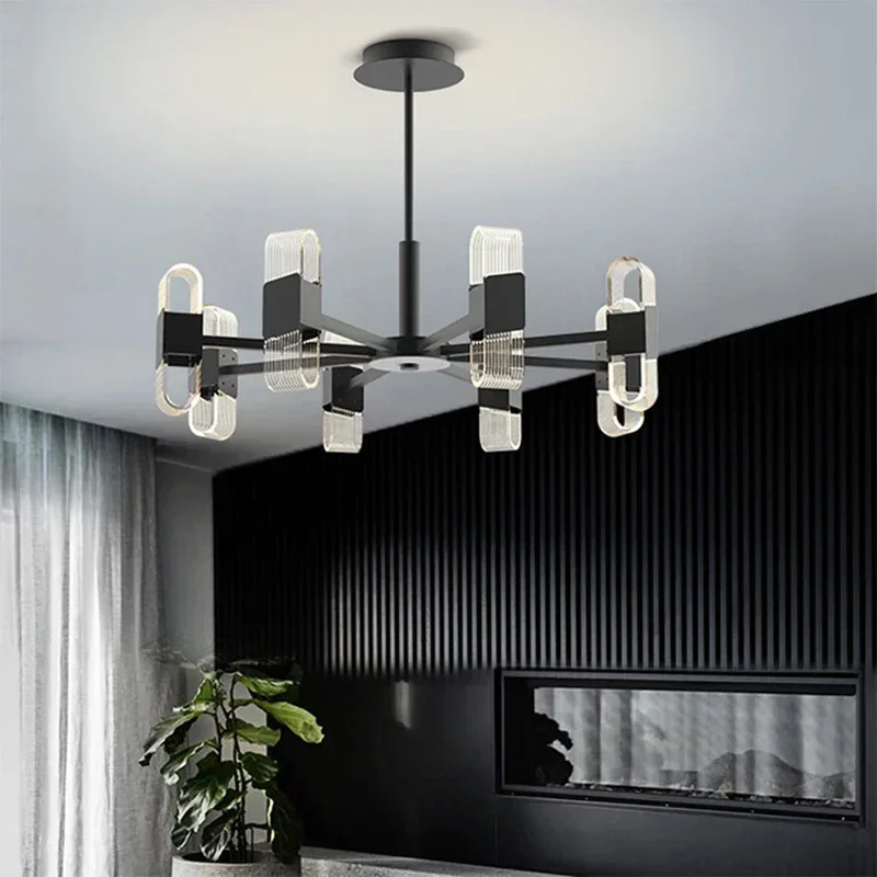

Modern Luxury led pendant lights For Living Room Bedroom black Iron hanging lamp Kitchen Decoration Ceiling Chandelier lighting