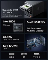 WTR PRO Intel N100 N150 Mini PC Ryzen 7 5825U with 4 Bay Nas DDR4 16GB 500GB SSD 2.5G LAN Game Computer Support 2.5/3.5 "HDD 2