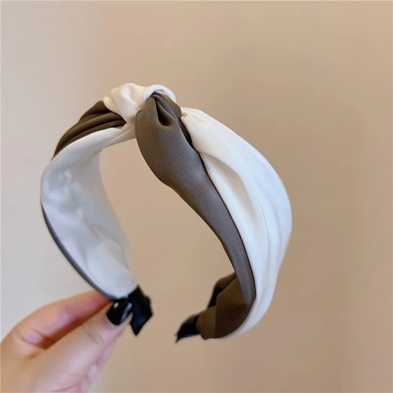 Purple Charm, Color Blocking, Twisted Wide Headband, Age Reducing, Comfortable Temperament, Hundred Tie Headband, Girls' Hair