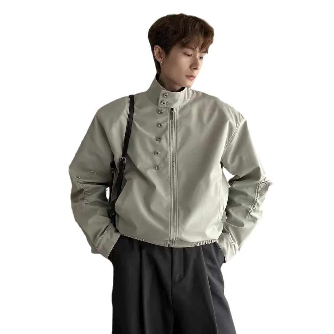 Korean Popular Clothes Chic Spring Men's Clothing Windbreaker Jackets for Men Stand-up Collar Outerwear Streetwear Tops Jacket