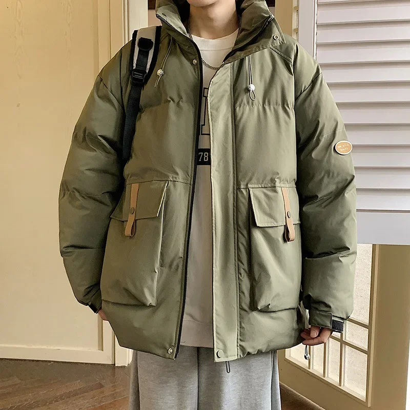 Colorful Men's Winter Jacket Korean Men's Puffer Coats Large Pocket Oversize Outwear Harajuku Hip Hop Winter Parka Male Clothing