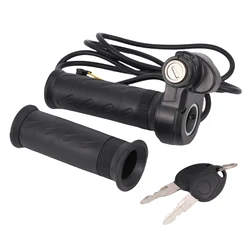 Universal Waterproof Twist Throttle Grip with Keys for Electric Bikes and Scooters (Black)