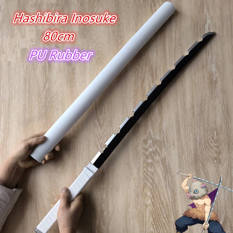 Anime Cosplay Swords Demon Slayer Katana Weapon Original Sword Kochou Kanae Fire Swords Toy Safety Rubber Model Gift 80cm
