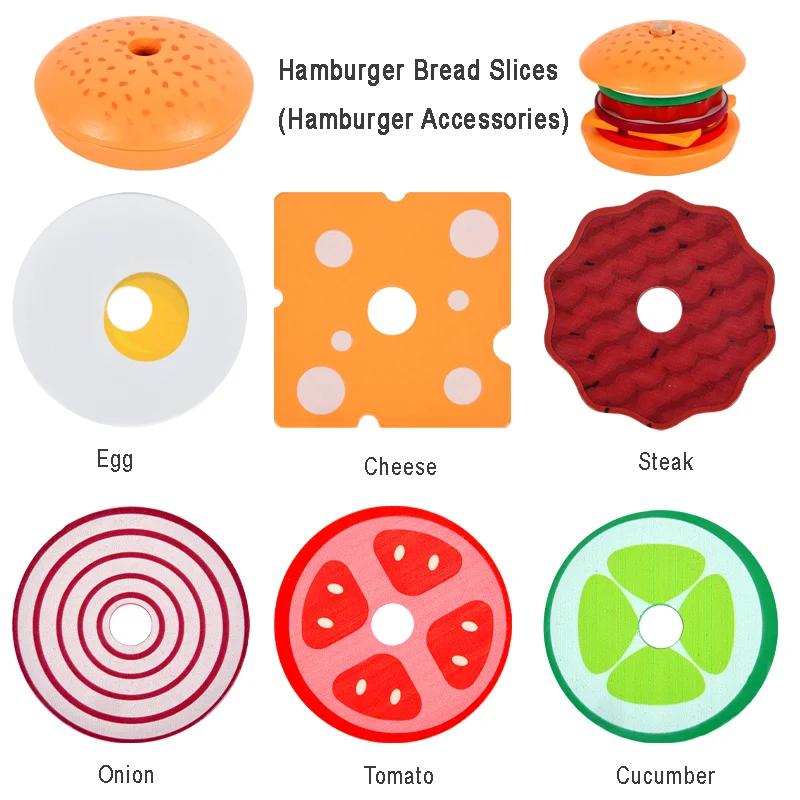Children's simulation food toys, burgers / sandwiches, sets of columns, assembled matching, play house kitchen / restaurant game 5
