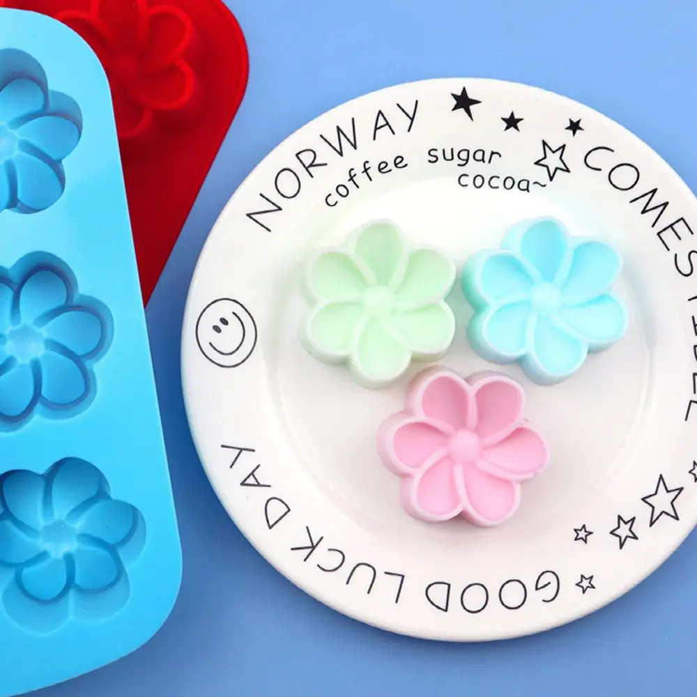 3D 6 Cavities Creative Flower Shaped Silicone DIY Handmade Soap Mold Fondant Cake Decorating Candle Mold Pudding Candy