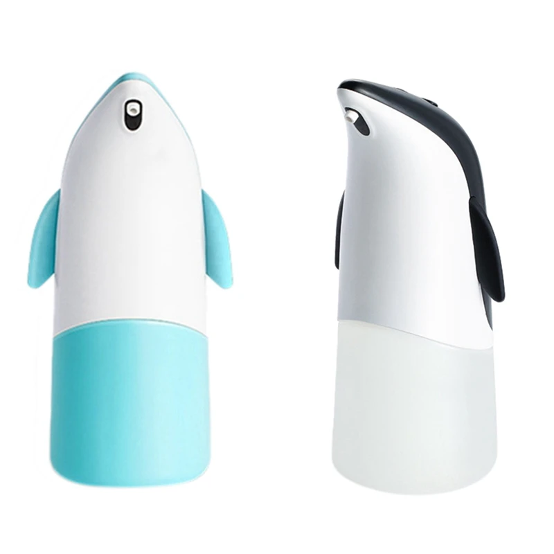 2set-300ml-automatic-foaming-soap-dispenser-penguin-shape-touchless-infrared-sensor-hands-free-blue-black