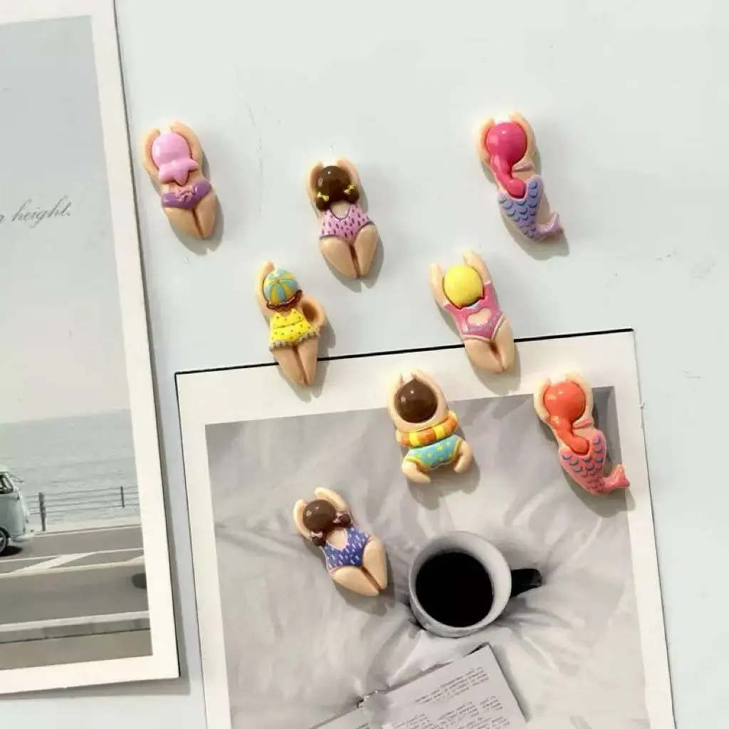 Magnetic Fridge Magnets Resin Cartoon Swimming Figurine Refrigerator Magnets Home Decor