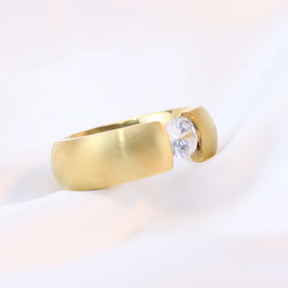 316L Stainless steel Wedding Rings for Women Men Fashion Diamond Studded 8.5mm Gold-Color Wedding Party Gifts fashion rings gold rings wedding rings couple rings fashion ring stainless steel rings finger rings metal rings