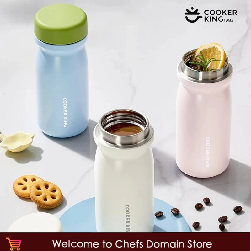 COOKER KinG in Stock 350ml Thermos Mug Stainless Steel Mini Vacuum Coffee Cup Portable Water Bottle Keep Hot &Cold Insulated Cup