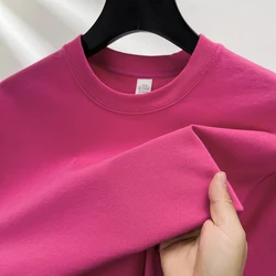 100% Pure Cotton Men's Breathable High-End Fashion T-Shirt - XXXL (Rose)