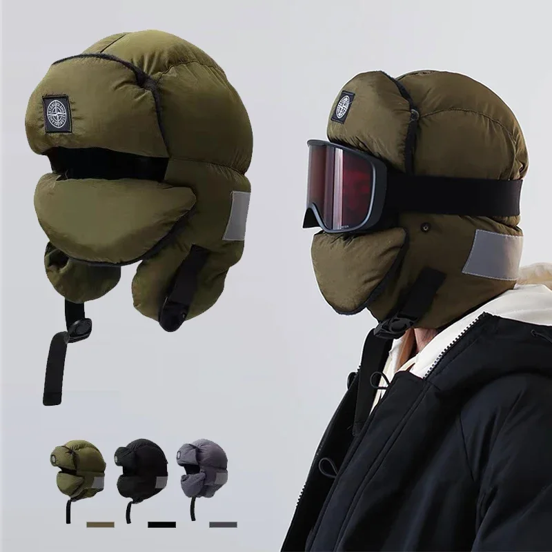 

Зимняя шапка для мужчин и женщин, пуховик, хлопковая шапка-ушанка, ветрозащитная термальная Лыжная шапка с маской, велосипедная шапка-бомбер, шапки с отражающими полосками