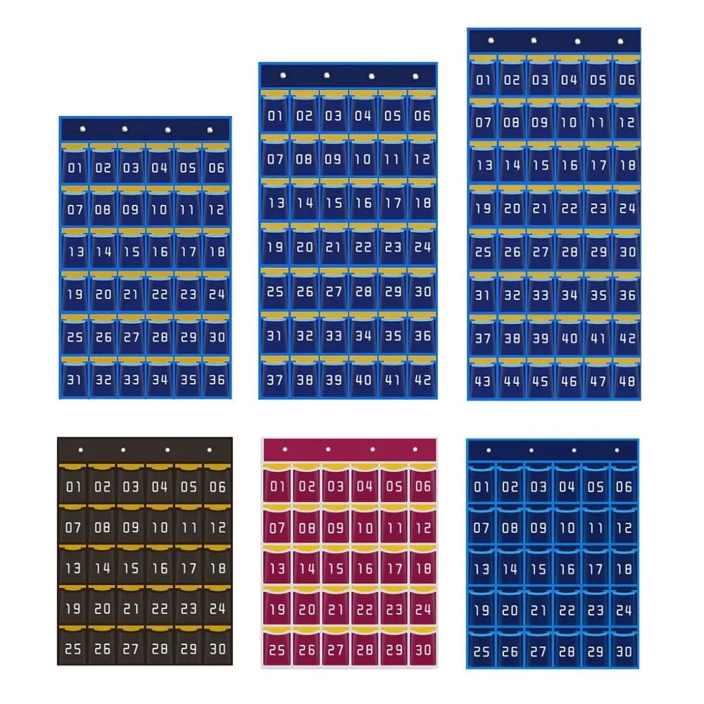 30/36/42/48 Grids Phone Hanging Bag Numbered Thickened Phone Storage Bag Wall-mounted Door Hanging Bag for Calculators Pens Keys