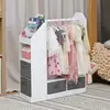 Children's Wardrobes Open Hanging Armoire Closet With Mirror Simple Kids Costume Organizer Clothes Cabinets Bedroom Furniture 1