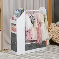 Children's Wardrobes Open Hanging Armoire Closet With Mirror Simple Kids Costume Organizer Clothes Cabinets Bedroom Furniture 1
