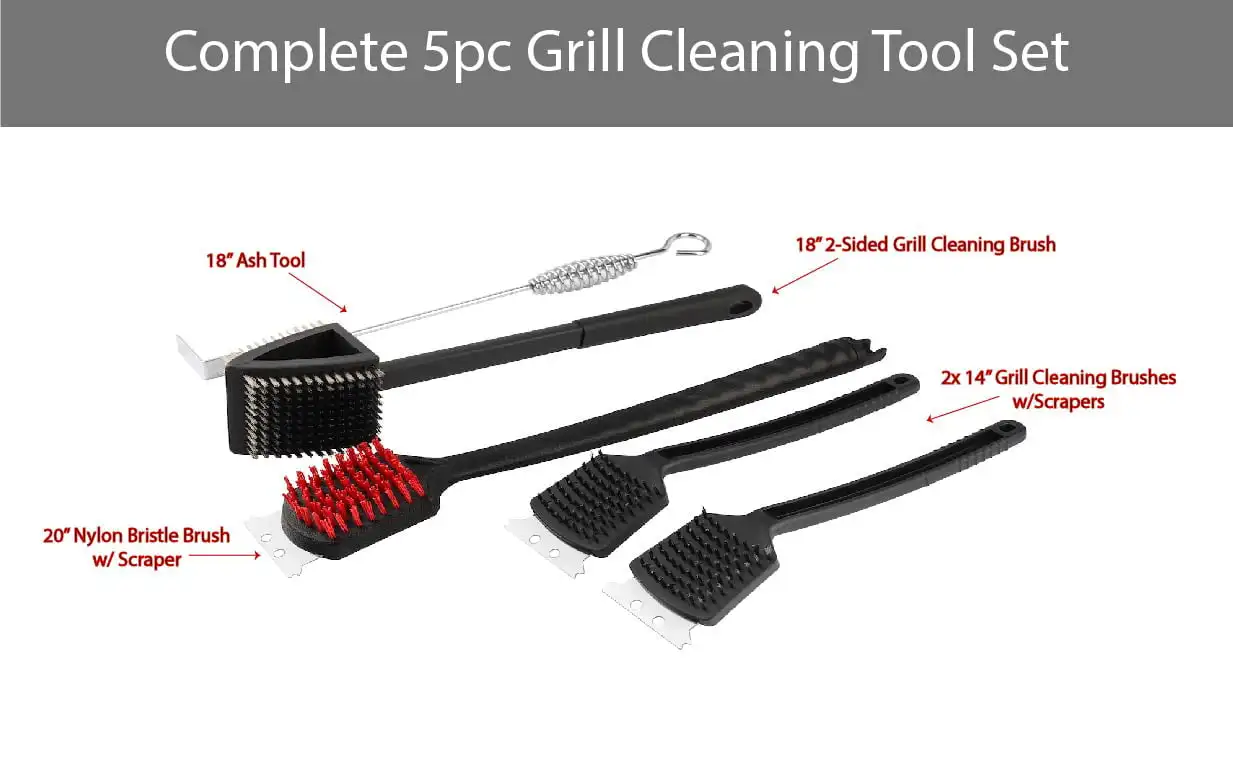 5-Piece High Temperature Grill Cleaning Tools with
