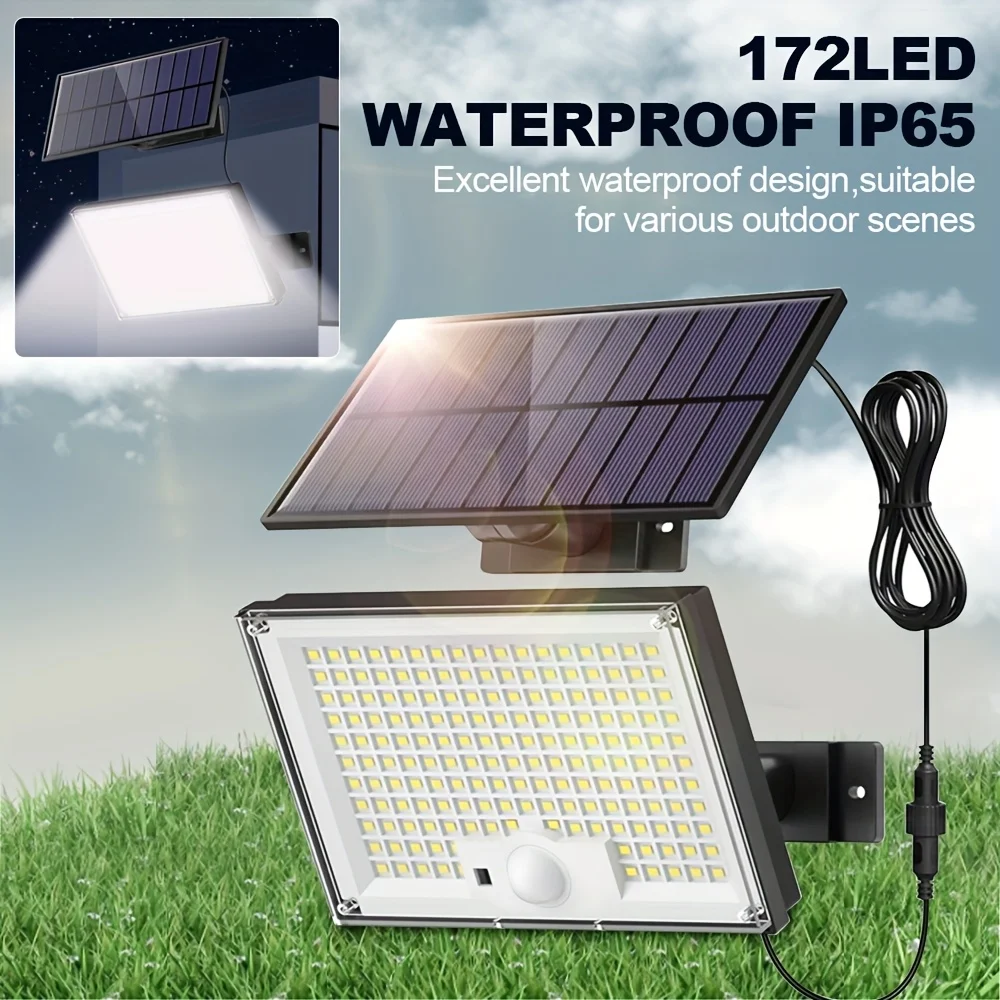 Solar-Powered LED Outdoor Waterproof Motion Sensor Wall Light with 3 Adjustable Lighting Modes