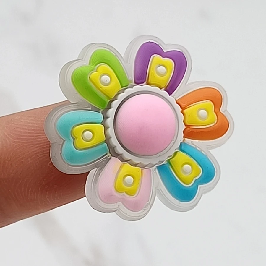 Translucent Design 1Pcs PVC Shoe Buckle Accessories Funny DIY Flower Rainbow Shoe Buttons Decor Jibz For Croc Charms Kid Gift