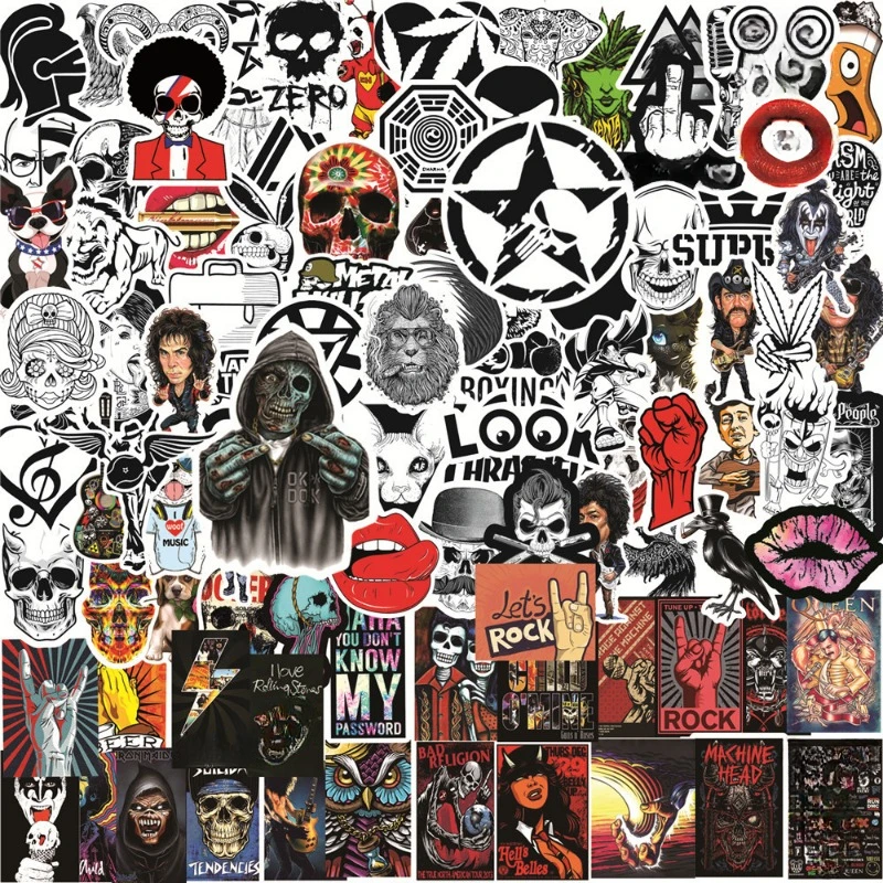 Graffiti Rock Music Stickers 10/50/100pcs Poster Decals for Travel Luggage Motorcycle Helmet Skateboard Scrapbooking rock music stickers