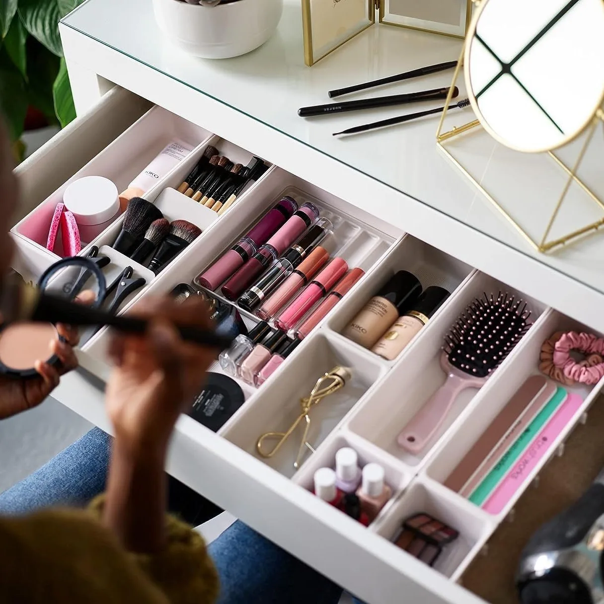 1 Set Creative Folding Plastic Drawer Organizer-Kitchen Utensil Storage and Versatile Cabinet Divider for Home,Desk Organization