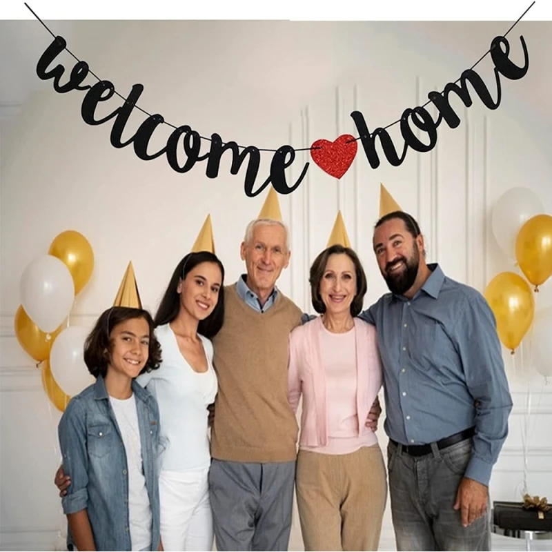Welcome Home Flag Banner Decorated With Bunting Wedding Baby Shower Garland Decorations For Birthday And Christmas
