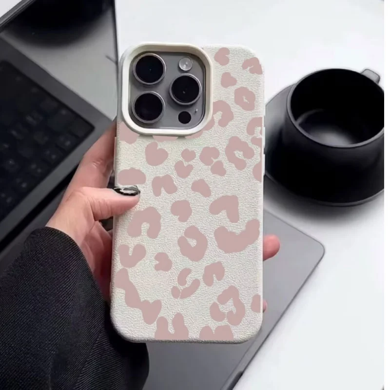 Black Leopard Print PU Leather Phone Case Cover