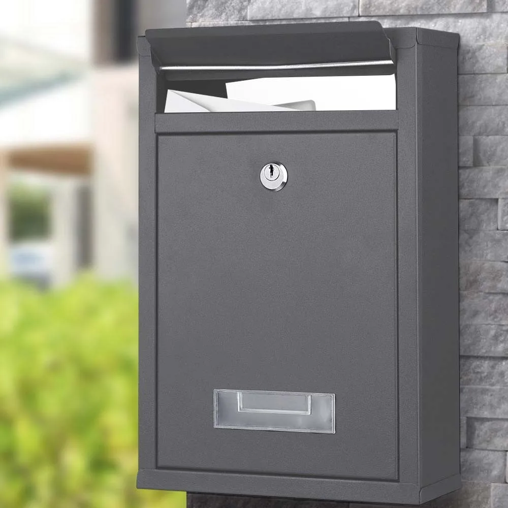 Outdoor mailbox wall steel hole letters mail with key Gray |