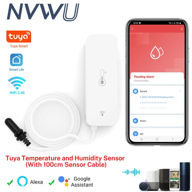 Tuya WiFi Temperature Humidity Sensor With External Probe for Smart Home Hygrometer APP Monitoring For Plants Aquarium Winery 1