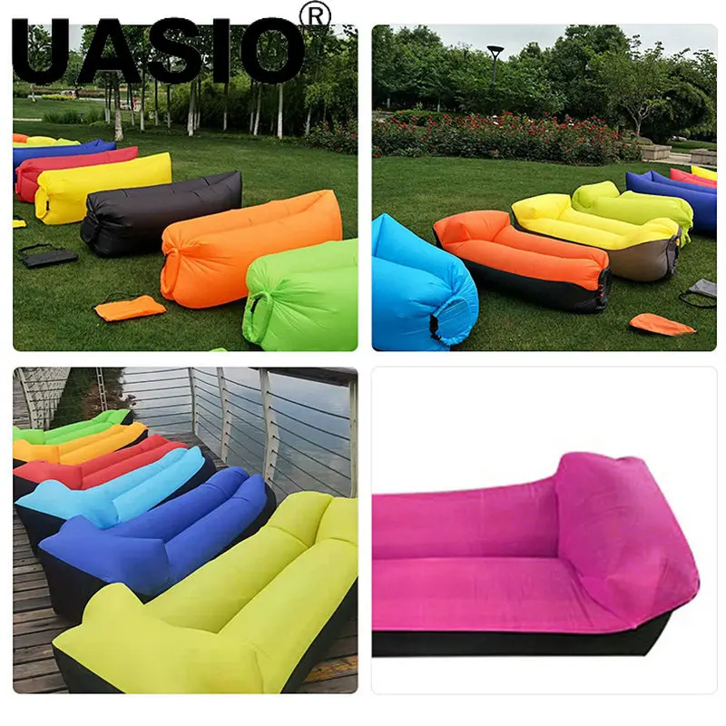 Adult Beach Lounge Chair Inflatable Sofa Fast Folding Camping Sleeping Bag Waterproof Bag Lazy Camping Sleeping Bags Air Bed
