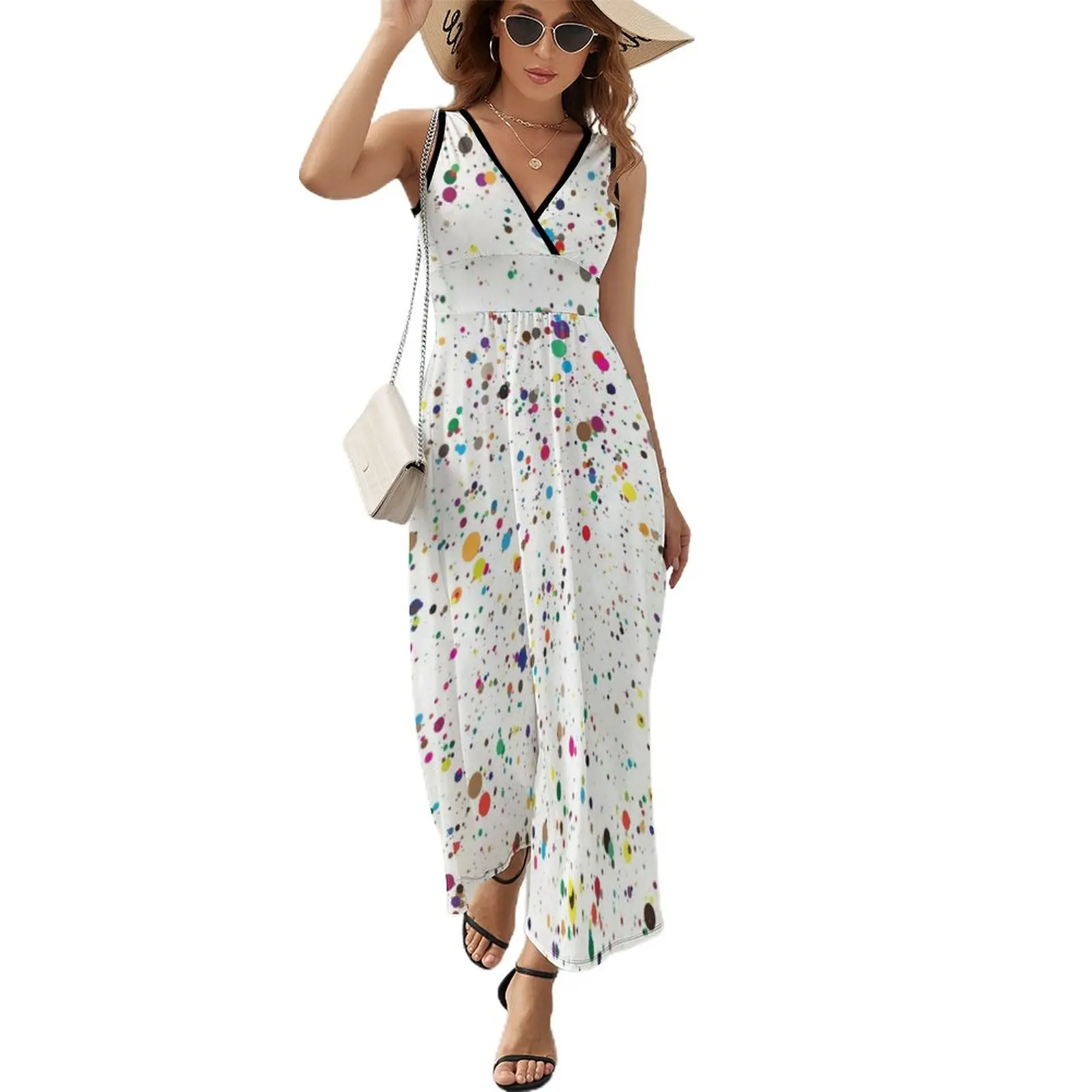 

colorful paint splatter confetti Sleeveless Dress dresses summer woman 2023 Women long dress women formal occasion dresses