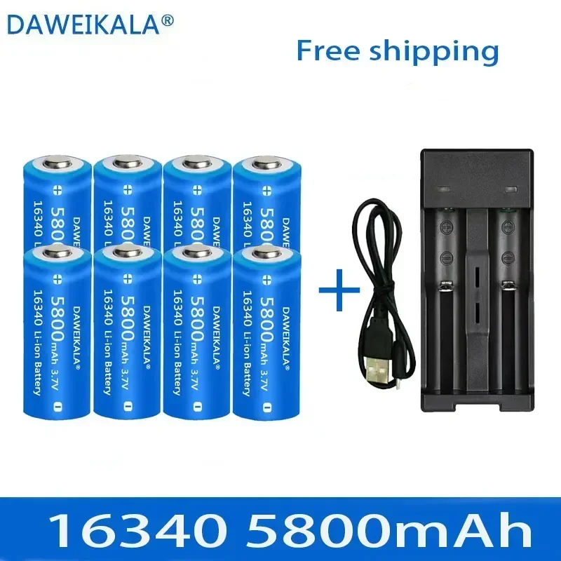 Rechargeable Battery 3.7V 16340 CR123A Li-ion 5800mAh For Laser Pen LED Flashlight Security Camara