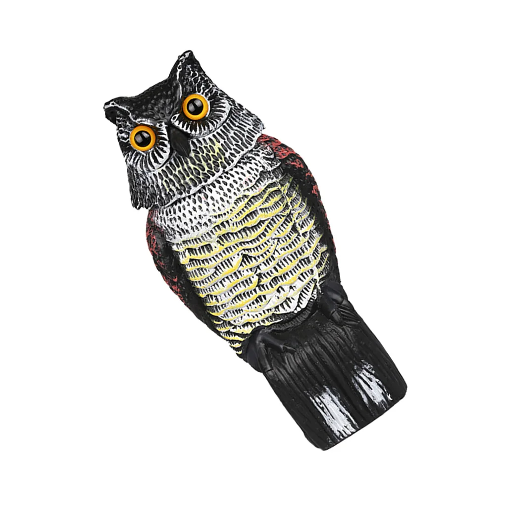 Realistic Bird Scarer Rotating Head Sound Owl Prowler Decoy Protection
