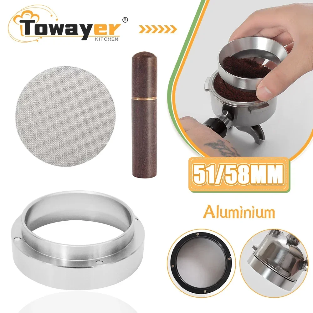 Anello Dosatore Magnetico Per Espresso 58 Mm - Imbuto In Alluminio Per Portafiltro - Evita Dispersioni Di Caffè - Accessorio Per Macchina Caffè, Colore Nero