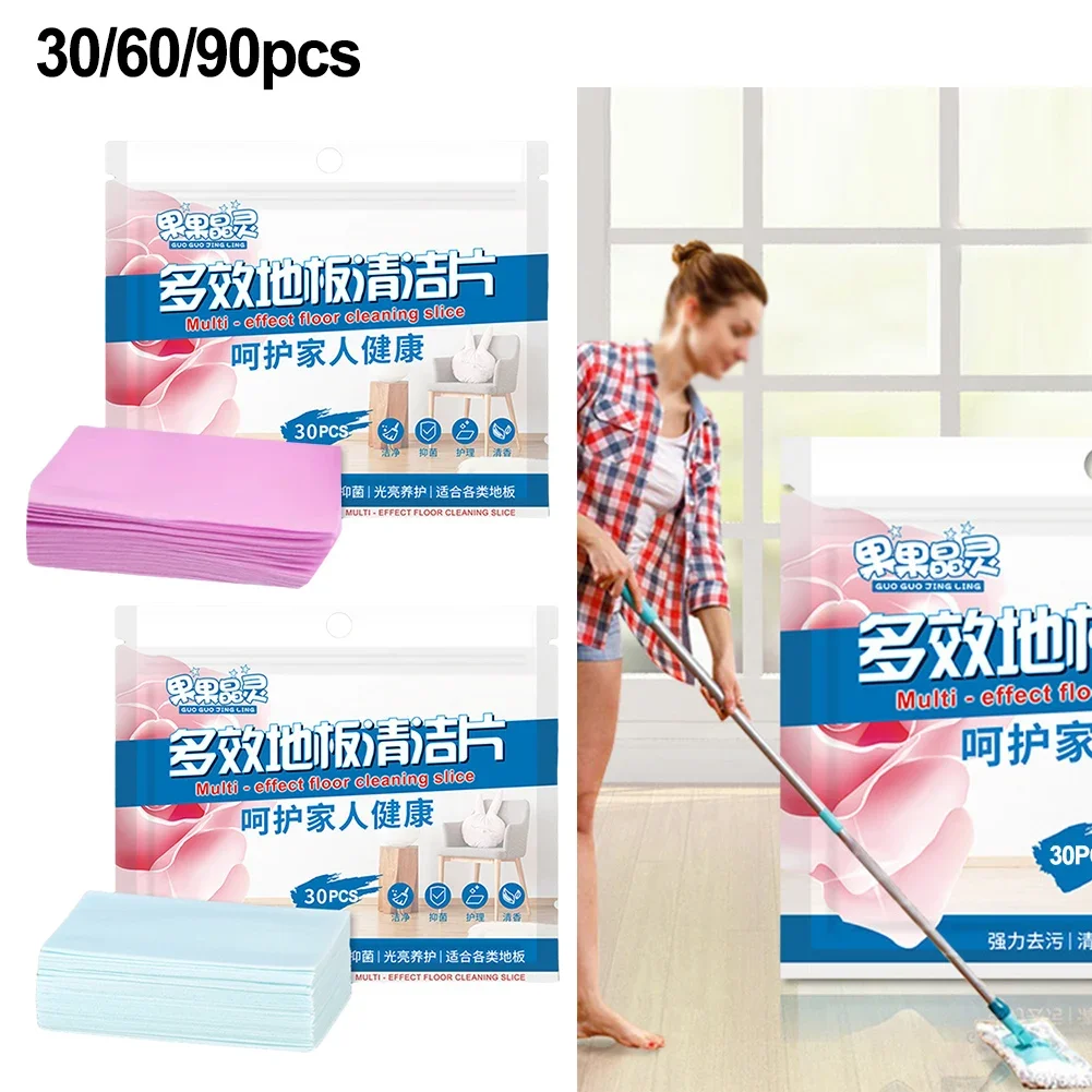 

30/60/90pcs Floor Cleaner Sheets Decontamination Tile Floor Mopping Cleaning Tablets Papers Cleaning Supplies