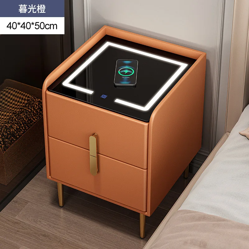 LED Ultra Narrow Smart Bedside Table with Wireless USB Charging Creative Multi-Functional Infrared Sensitive 3-tone Dimming
