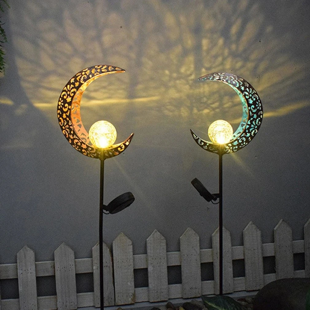 Solar Lawn Light Moon LED Pathway Outdoor Garden Light Waterproof Retro Flame Effect Lamp Garden Street Lamp Landscape Decor