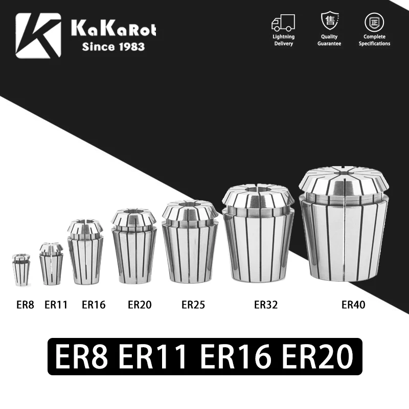 KaKarot ER Collet Chuck ER8 ER11 ER16 ER20 0.008 For CNC Milling Tool Holder Engraving Machine Lathe Mill