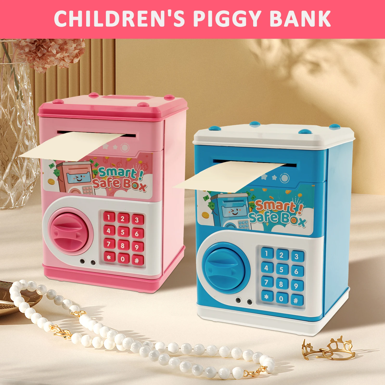 Electronic Piggy Bank Password Roll Money Box Automatic Induction Saving Coin Cash Safety Box Pretend Play Toy Children Gift