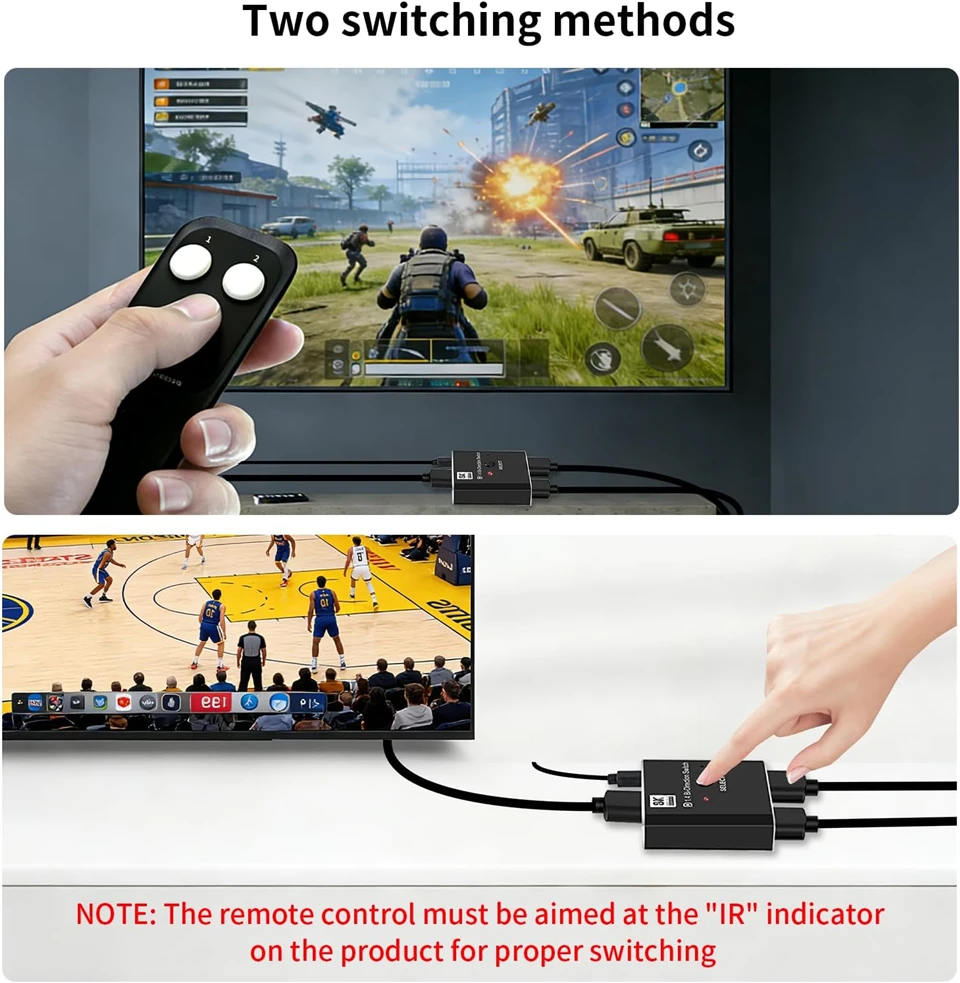 DisplayPort Switch 8K Splitter Bidirectional 4K 120Hz DP 1.4 Switcher Box with I