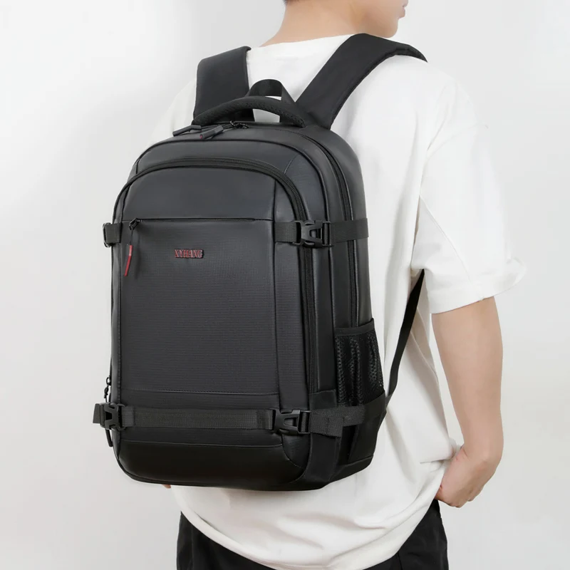 Men's large capacity Backpack - Laptop Backpack with side pocket - durable soft shell travel backpack, safety zipper closure, da