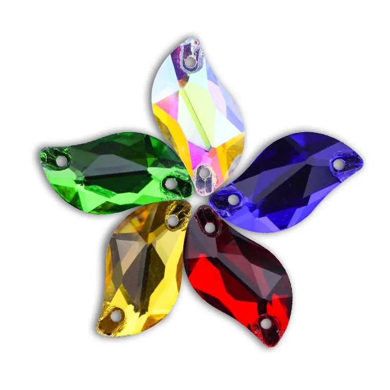 

All Size 3254 Leaf S Shape Sew On Rhinestones Top Glass Crystal Flat Back Color AB Strass Sewing Stone Applique For Clothing