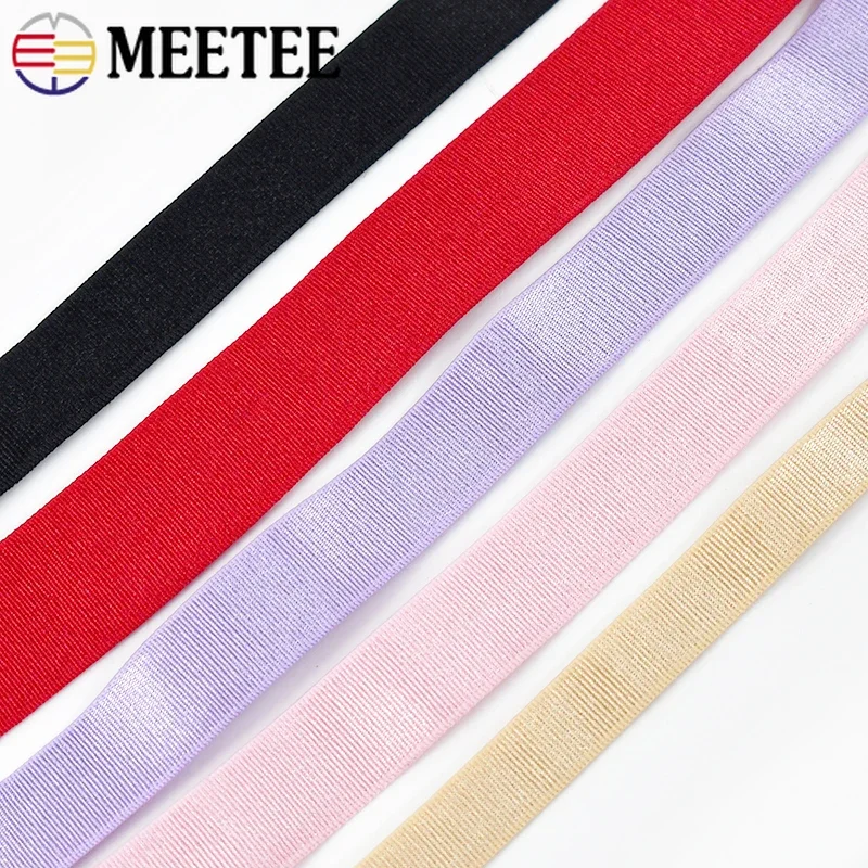 Meetee 5 Meter elastische Bänder für BH-Träger, 6–25 mm, Stretch-Gummi-Schultergürtel, Unterwäsche, Federband, Nähzubehör