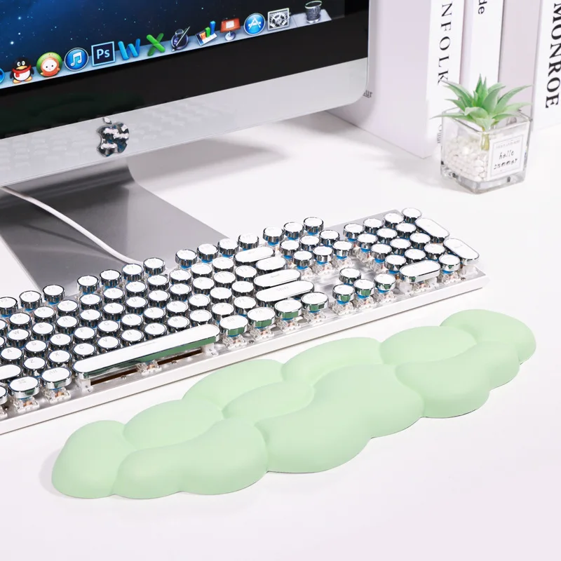 

Cloud Shape Wrist Rest Mouse Pad PU Material Anti-Slip Rubber Base Memory Foam for 100 Keys 87 Keys 68keys Keyboard Mousepad