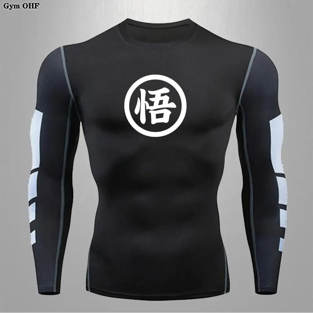 Goku Print Compression Shirts For Men Gym Workout Jogging Fitness Undershirts Base Layer Quick Dry Aerobic Exercise Men Tops