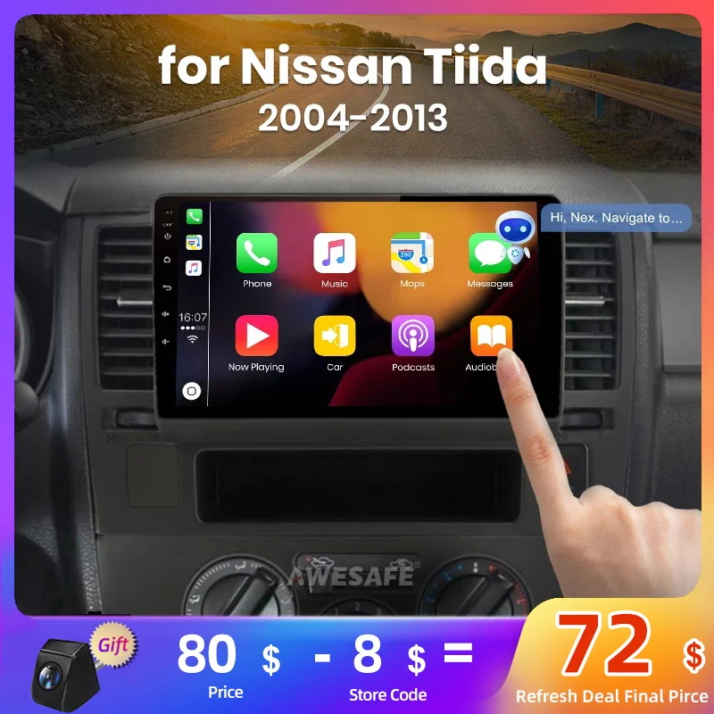 AWESAFE For Nissan Tiida C11 2004 2013 Car Radio Multimedia Navigation 2din Android Auto radio