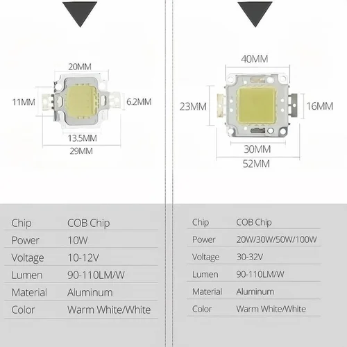 3pcs 10W 20W 30W 50W 100W LED 구슬 빛 DC12V-36V 매트릭스 COB 통합 LED 램프 칩 SMD DIY 투광 조명 스포트 라이트 4