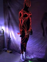  Future show led robot dance costume Sexy Women Dance Optic Fiber LED Light Bodysuit Stage Light Jumpsuit Show Costume Clubwear 