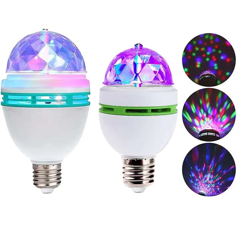 LED Stage Light E27 LED RGB Lamp 9W 6W Bulb Magic Color Projector Auto Rotating Stage Light AC85-265V 220V 110V For Holiday Party Bar KTV Disco
