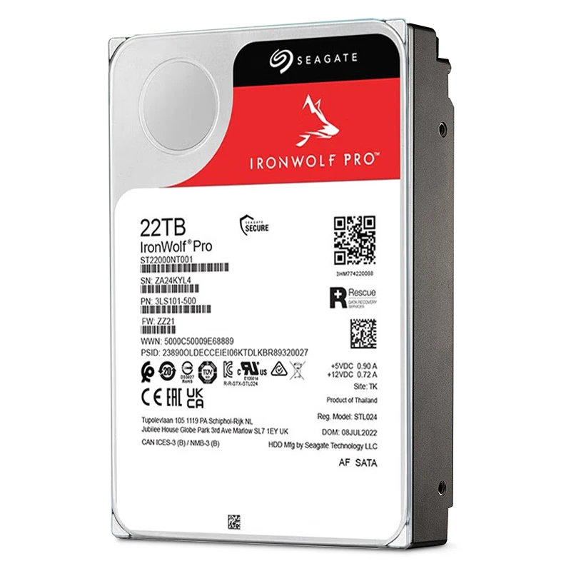 כונן קשיח Seagate IronWolf Pro ST22000NT001 בנפח 22TB במהירות 6Gb/s במהירות 7200 סיבובים לדקה